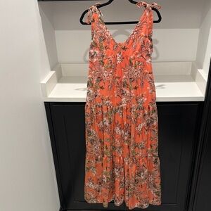 Melanie Floral Orange Sleeveless Maxi Dress. Size 2
